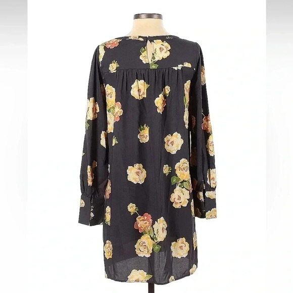 Ann Taylor | LOFT | Smokey Grey Blue Peony Fluid Shift Dress Size XS - Picture 4 of 5